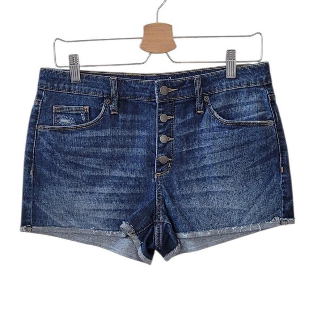 UNIVERSAL THREAD 8/29R Button Fly Cut Off Cuffed High Rise Shortie Shorts Women